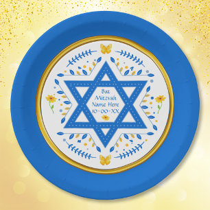 Bat Mitzvah Paper Plates. Personalized Plates