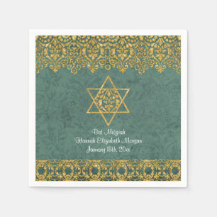 Bat Mitzvah Party Decor Art Deco Gold Elegant Paper Napkins
