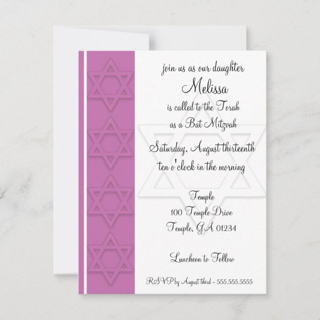 Bat Mitzvah Party Invitation (Front)