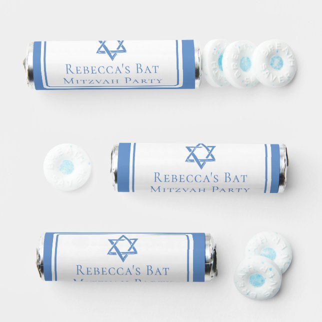 Bat Mitzvah Party Light Blue Star of David Breath Savers® Mints (Assorted)