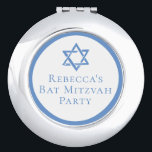 Bat Mitzvah Party Light Blue Star of David Compact Mirror<br><div class="desc">This light blue Bat Mitzvah compact mirror gift has a beautiful,  artistic Star of David drawing at the top. Complete the decor with your personalized name on the party favor.</div>