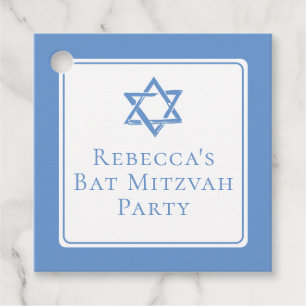 Bat Mitzvah Party Light Blue Star of David Favor Tags