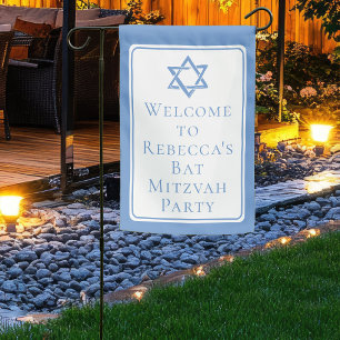 Bat Mitzvah Party Light Blue Star of David Garden Flag