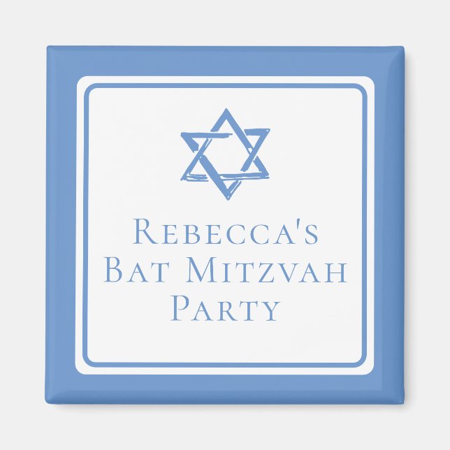 Bat Mitzvah Party Light Blue Star of David Magnet (Front)