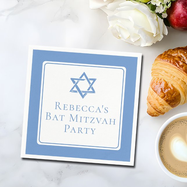 Bat Mitzvah Party Light Blue Star of David Napkins (Creator Uploaded)