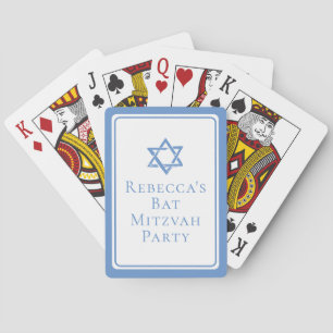 Bat Mitzvah Party Light Blue Star of David Poker Cards