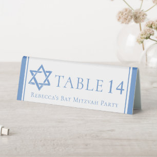 Bat Mitzvah Party Light Blue Star of David Table Tent