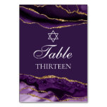 Bat Mitzvah Party Purple Gold Star of David Table Number