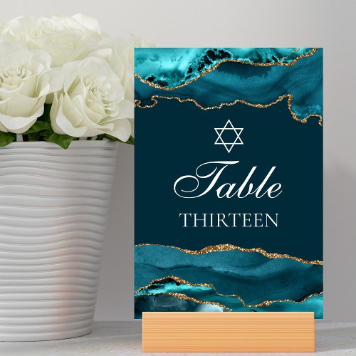 Bat Mitzvah Party Teal Gold Star of David
