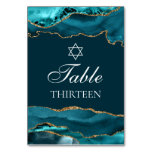 Bat Mitzvah Party Teal Gold Star of David Table Number