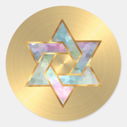 Bat Mitzvah Pastel Star of David Gold Classic Round Sticker