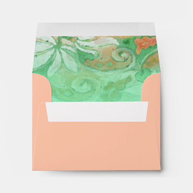 Bat Mitzvah Peach Mint Green Boho Floral Envelope (Back (Bottom))