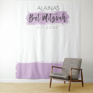 Bat Mitzvah Photo Booth Party Backdrop Lavender