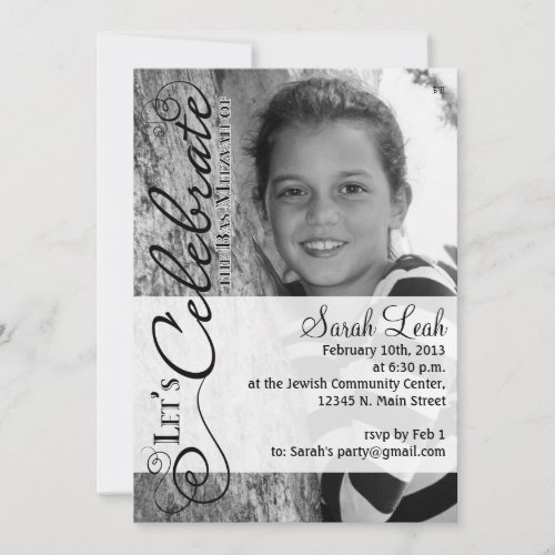 Bat Mitzvah Photo Invitation