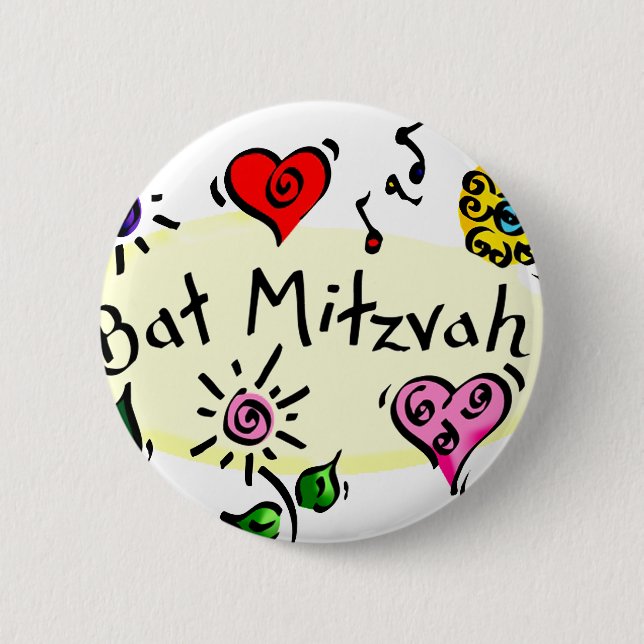 Bat Mitzvah Pinback Button (Front)