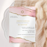 Bat Mitzvah, Pink and Gold Glitter Agate Modern Invitation<br><div class="desc">This modern design features a beautiful agate border and your custom text.  Use the template form to add your text.  The advanced editing menus,  accessed by choosing "customize further",  will allow you to change the fonts,  colors and layout.</div>