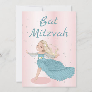 Bat Mitzvah Pink Blue Silver Invitation