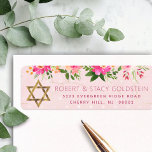 Bat Mitzvah Pink Floral Girly Gold Return Address Label<br><div class="desc">Be proud, rejoice and celebrate this milestone of your favorite Bat Mitzvah whenever you use this sophisticated, personalized return address label! A chic, stunning peach pink floral watercolor, faux gold foil Star of David and modern dusty rose sans serif type overlay a soft pink & confetti dots background. Personalize the...</div>