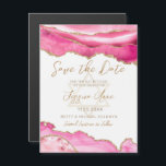 Bat Mitzvah Pink Gold Glitter Agate Save the Date<br><div class="desc">Pink and faux gold glitter agate with a gold Star of David decorates this elegant watercolor Bat Mitzvah Save the Date announcement card. This design features pink marble agate accented with faux gold glitter. Your celebration details may be personalized in a modern faux gold script calligraphy. Designed by Susan Coffey....</div>