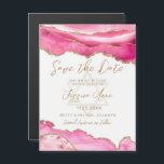 Bat Mitzvah Pink Gold Glitter Agate Save the Date<br><div class="desc">Pink and faux gold glitter agate with a gold Star of David decorates this elegant watercolor Bat Mitzvah Save the Date announcement card. This design features pink marble agate accented with faux gold glitter. Your celebration details may be personalized in a modern faux gold script calligraphy. Designed by Susan Coffey....</div>