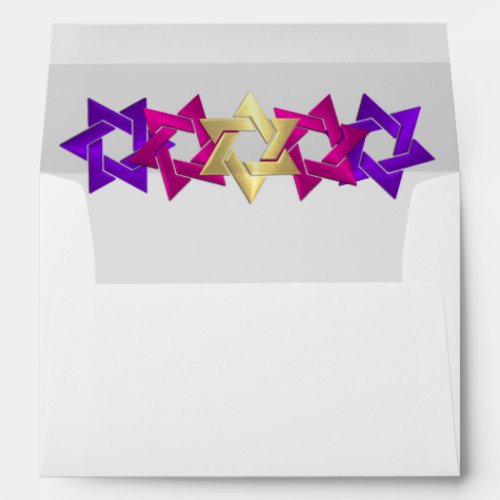 Bat Mitzvah Pink Gold Purple Star on Any Color Envelope