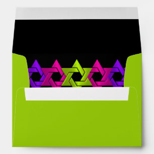 Bat Mitzvah Pink Green Purple Star on Any Color Envelope