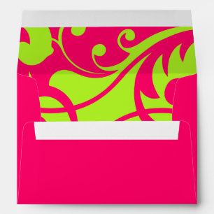Bat Mitzvah Pink Lime Green Contemporary Swirls Envelope