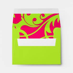 Bat Mitzvah Pink Lime Green Contemporary Swirls Envelope