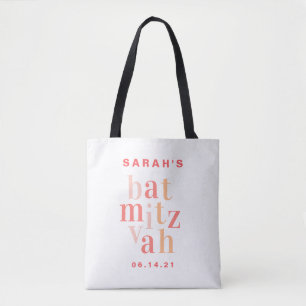 Bat Mitzvah Pink Modern Typography Tote Bag