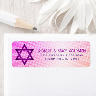 Bat Mitzvah Pink Orange Gradient Retro Fun Address Label