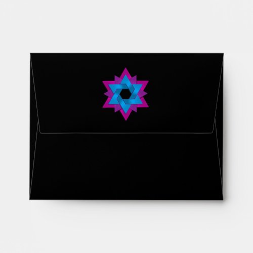 Bat Mitzvah Pink Purple Blue Star Flower Envelope