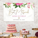Bat Mitzvah Pink Watercolor Floral Gold Script Banner<br><div class="desc">Proudly welcome every guest of your daughter’s Bat Mitzvah party! Hang up this stunning, modern, stylish, personalized banner to add to her special day. A chic, stunning, pink and peach floral watercolor with faux gold foil script typography, Star of David and modern dusty rose and gray sans serif type overlay...</div>