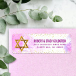 Bat Mitzvah pink watercolor & gold return address Label<br><div class="desc">Be proud, rejoice and celebrate this milestone of your favorite Bat Mitzvah! Use this stunning, modern, sparkly gold faux foil Star of David and tiny dots against a soft pink watercolor background, return address label to herald her special day. Personalize the custom text with your name and address. Guaranteed to...</div>