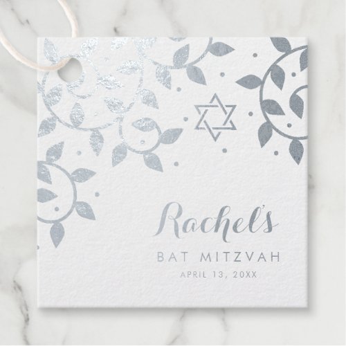 Bat Mitzvah Pretty tree of life silver foil Foil Favor Tags