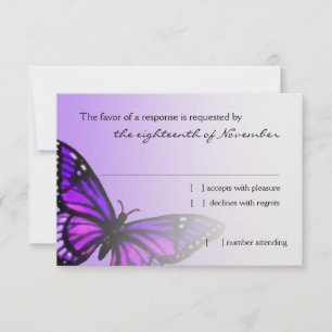 Bat Mitzvah Purple Butterfly RSVP
