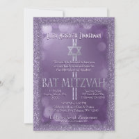 Bat Mitzvah | Purple Glitter Look Invitation