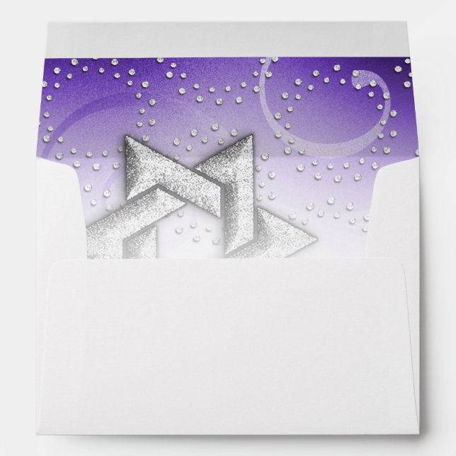 Bat Mitzvah Purple Shimmer Star of David Envelope (Back (Bottom))