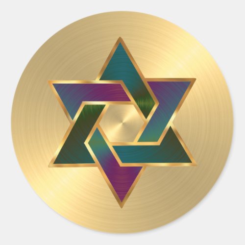 Bat Mitzvah Purple Teal Star of David on Any Color Classic Round Sticker