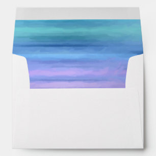 Bat Mitzvah Purple Turquoise Watercolor Stripes Envelope