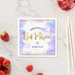 Bat Mitzvah Purple Watercolor Gold Script Confetti Napkins<br><div class="desc">Be proud, rejoice and showcase this milestone of your favorite Bat Mitzvah! Celebrate with this stunning, modern, stylish, custom paper napkin. Sparkly, faux gold foil calligraphy script and glitter dots overlay a soft purple watercolor background. Personalize with your Bat Mitzvah’s name and date or custom message. Guaranteed to add stylish...</div>