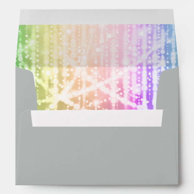 Bat Mitzvah Rainbow Sparkly Lights Envelope (Back (Bottom))