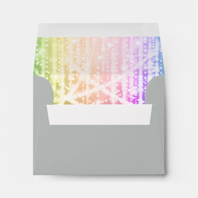 Bat Mitzvah Rainbow Sparkly Lights Envelope (Back (Bottom))