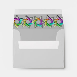 Bat Mitzvah Rainbow Star on Any Color RSVP Envelope