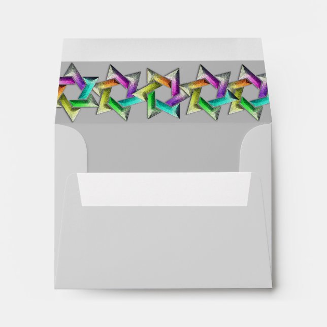 Bat Mitzvah Rainbow Star on Any Color RSVP Envelope (Back (Bottom))