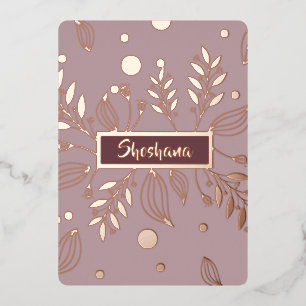 Bat Mitzvah REAL Rose Gold Modern Floral Foil Invitation