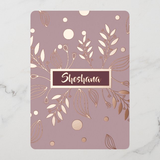 Bat Mitzvah REAL Rose Gold Modern Floral Foil Invitation (Front)