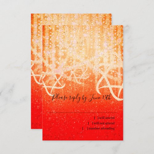 Bat Mitzvah Red and Gold Extra Sparkly RSVP Card