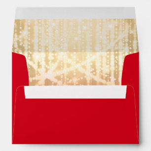 Bat Mitzvah Red and Gold Sparkly Lights Envelope