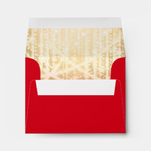Bat Mitzvah Red and Gold Sparkly Lights Envelope
