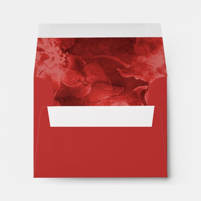 Bat Mitzvah Red Watercolor Flowers Envelope (Back (Bottom))